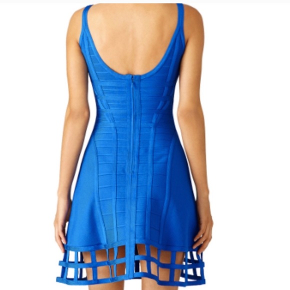 Hervé Léger Blue Vivien Cage Dress $1490 Retail - Picture 9 of 13